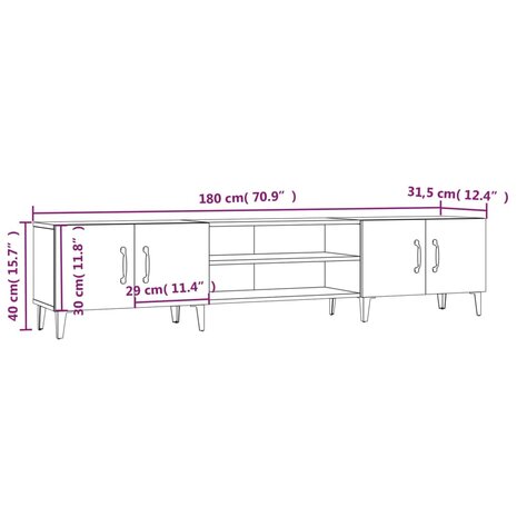 Tv-meubel 180x31,5x40 cm bewerkt hout sonoma eikenkleurig 10