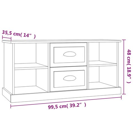 Tv-meubel 99,5x35,5x48 cm bewerkt hout wit 9