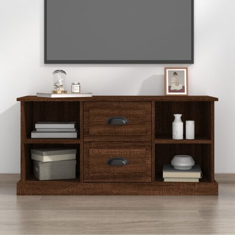 Tv-meubel 99,5x35,5x48 cm bewerkt hout bruin eikenkleur 1