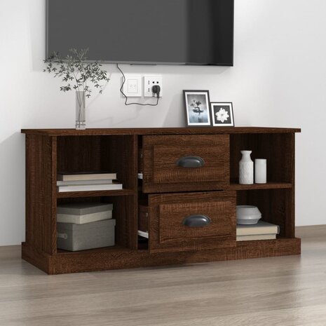 Tv-meubel 99,5x35,5x48 cm bewerkt hout bruin eikenkleur 3