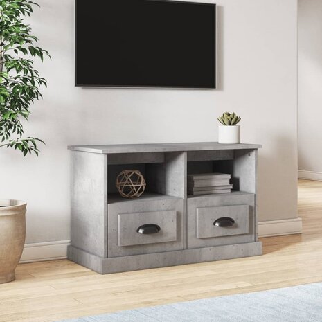 Tv-meubel 80x35x50 cm bewerkt hout betongrijs 1