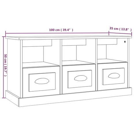 Tv-meubel 100x35x50 cm bewerkt hout sonoma eikenkleurig 10