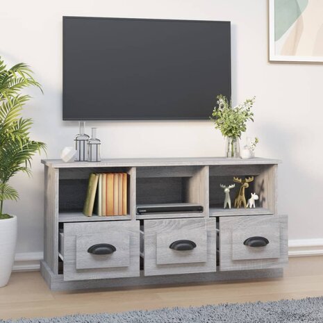 Tv-meubel 100x35x50 cm bewerkt hout grijs sonoma eikenkleurig 3