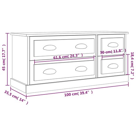 Tv-meubel 100x35,5x45 cm bewerkt hout sonoma eikenkleurig 10