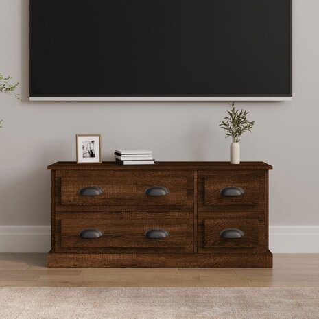 Tv-meubel 100x35,5x45 cm bewerkt hout bruin eikenkleur 1