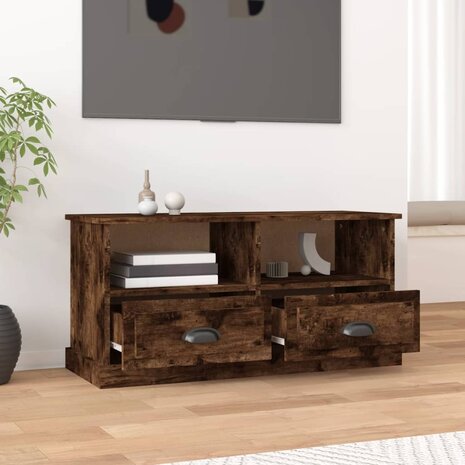 Tv-meubel 93x35,5x45 cm bewerkt hout gerookt eikenkleurig 3