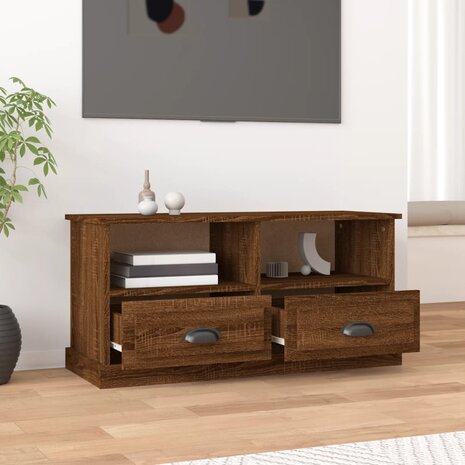 Tv-meubel 93x35,5x45 cm bewerkt hout bruin eikenkleur 3