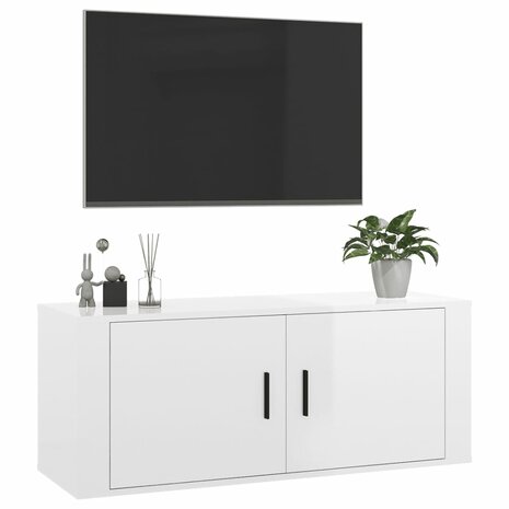 Tv-wandmeubel 100x34,5x40 cm hoogglans wit 4