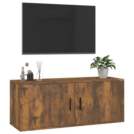 Tv-wandmeubel 100x34,5x40 cm gerookt eikenkleurig 4