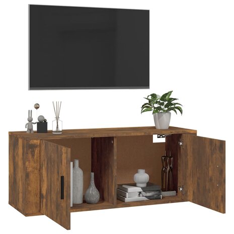 Tv-wandmeubel 100x34,5x40 cm gerookt eikenkleurig 5