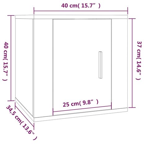 Tv-wandmeubel 40x34,5x40 cm betongrijs 11