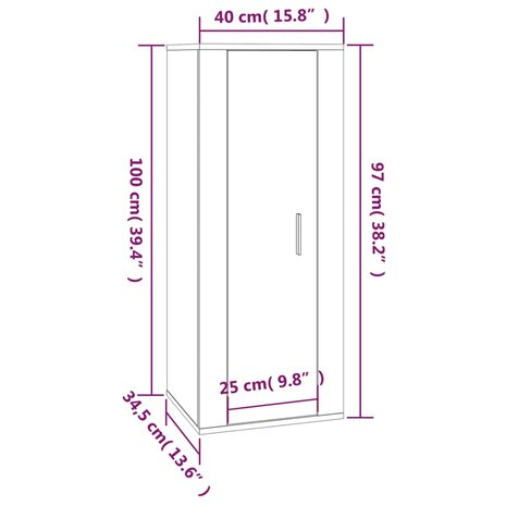 Tv-wandmeubel 40x34,5x100 cm betongrijs 11