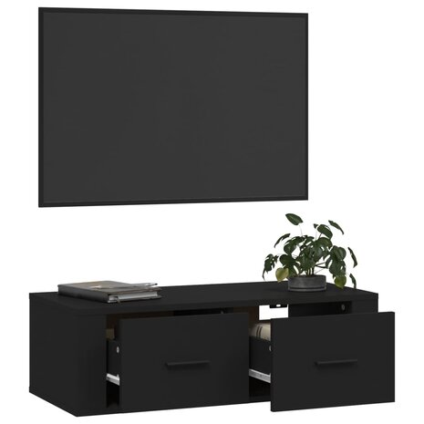 Tv-hangmeubel 80x36x25 cm bewerkt hout zwart 5