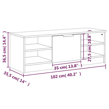 Tv-meubel 102x35,5x36,5 cm bewerkt hout gerookt eikenkleurig 9