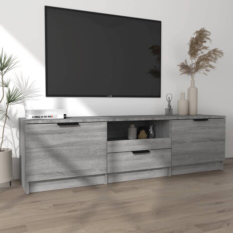 Tv-meubel 140x35x40 cm bewerkt hout grijs sonoma eikenkleurig 3