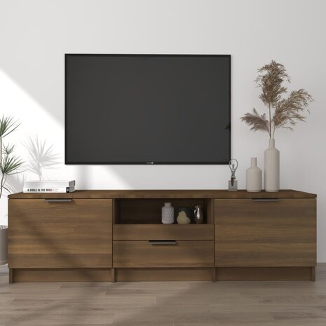 Tv-meubel 140x35x40 cm bewerkt hout bruin eikenkleur 1