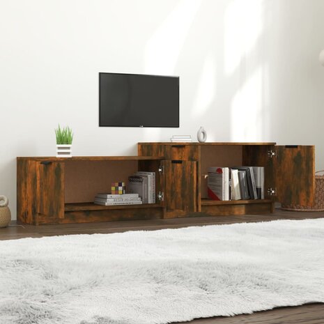 Tv-meubel 158,5x36x45 cm bewerkt hout gerookt eikenkleurig 3