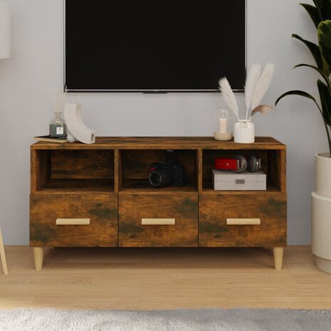 Tv-meubel 102x36x50 cm bewerkt hout gerookt eikenkleurig 1