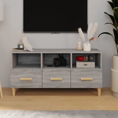 Tv-meubel 102x36x50 cm bewerkt hout grijs sonoma eikenkleurig 1