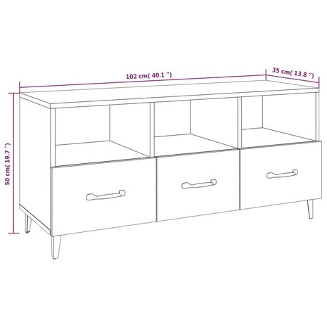 Tv-meubel 102x35x50 cm bewerkt hout grijs sonoma eikenkleurig 8