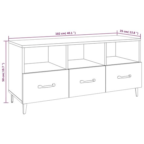 Tv-meubel 102x35x50 cm bewerkt hout bruin eikenkleur 8