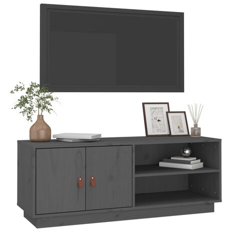 Tv-meubel 105x34x40 cm massief grenenhout grijs 4