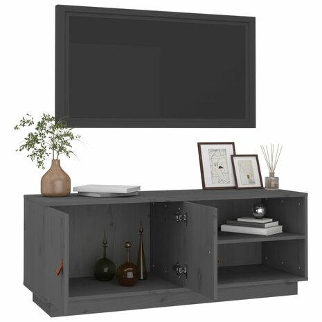 Tv-meubel 105x34x40 cm massief grenenhout grijs 5