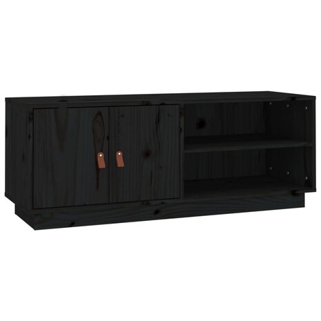 Tv-meubel 105x34x40 cm massief grenenhout zwart 2