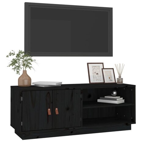 Tv-meubel 105x34x40 cm massief grenenhout zwart 4