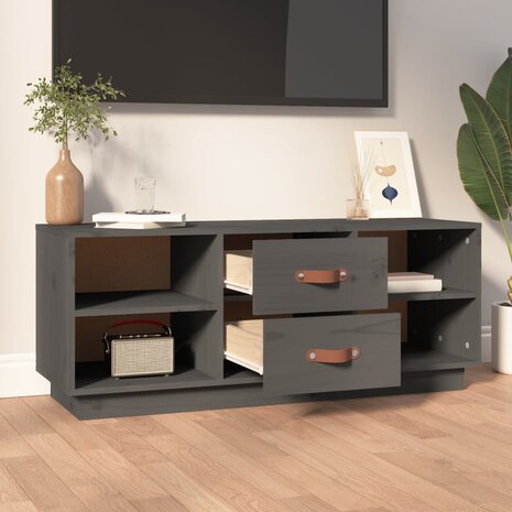 Tv-meubel 100x34x40 cm massief grenenhout grijs 3