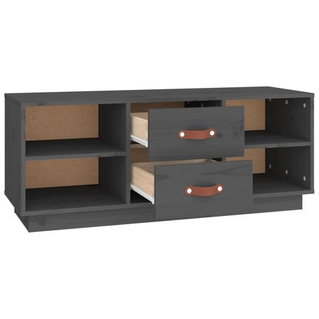 Tv-meubel 100x34x40 cm massief grenenhout grijs 7