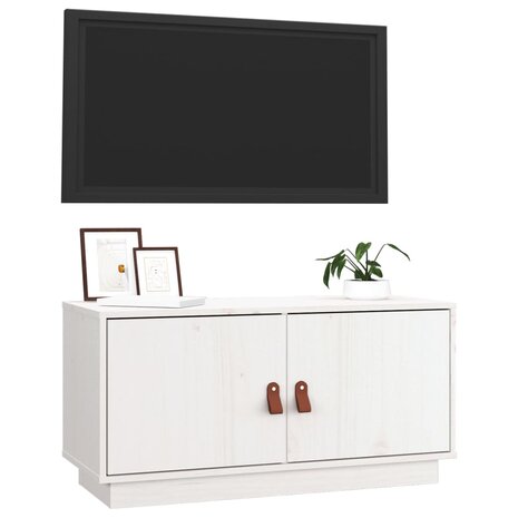 Tv-meubel 80x34x40 cm massief grenenhout wit 4