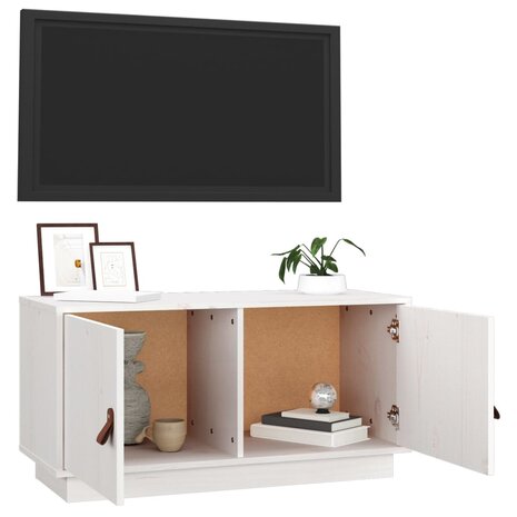 Tv-meubel 80x34x40 cm massief grenenhout wit 5