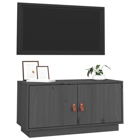 Tv-meubel 80x34x40 cm massief grenenhout grijs 4