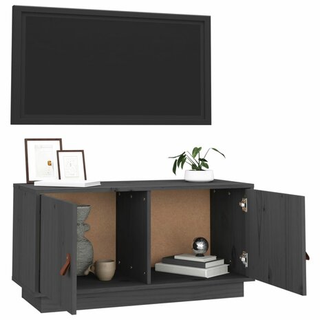 Tv-meubel 80x34x40 cm massief grenenhout grijs 5