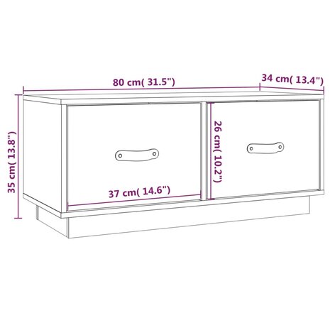 Tv-meubel 80x34x35 cm massief grenenhout zwart 10