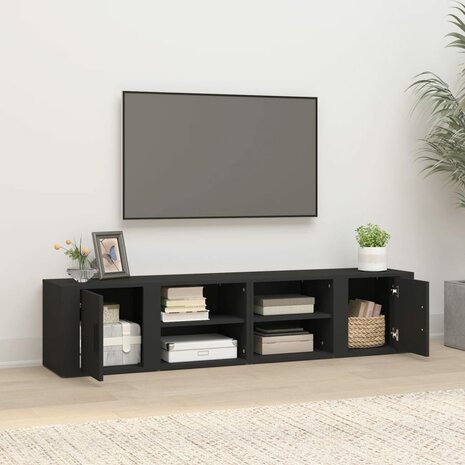 Tv-meubels 2 st 80x31,5x36 cm bewerkt hout zwart 3