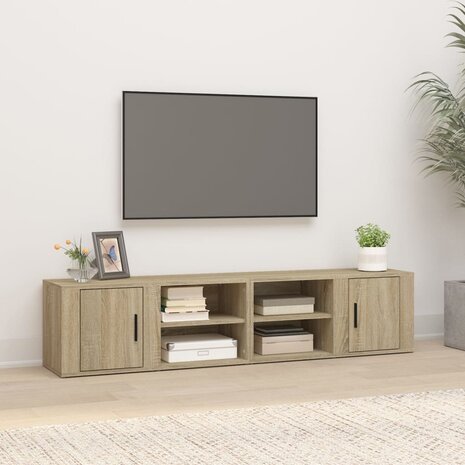 Tv-meubels 2 st 80x31,5x36 cm bewerkt hout sonoma eikenkleurig 1