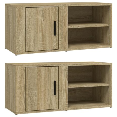 Tv-meubels 2 st 80x31,5x36 cm bewerkt hout sonoma eikenkleurig 2