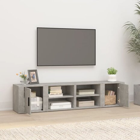 Tv-meubels 2 st 80x31,5x36 cm bewerkt hout betongrijs 3