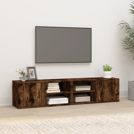 Tv-meubels 2 st 80x31,5x36 cm bewerkt hout gerookt eikenkleurig 1