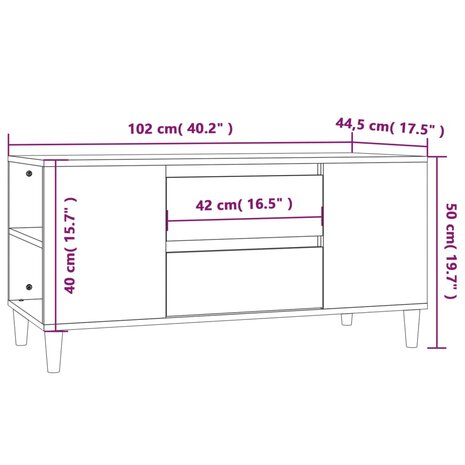 Tv-meubel 102x44,5x50 cm bewerkt hout wit 10