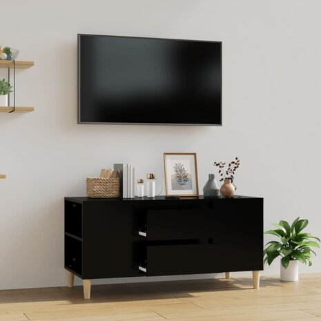 Tv-meubel 102x44,5x50 cm bewerkt hout zwart 1