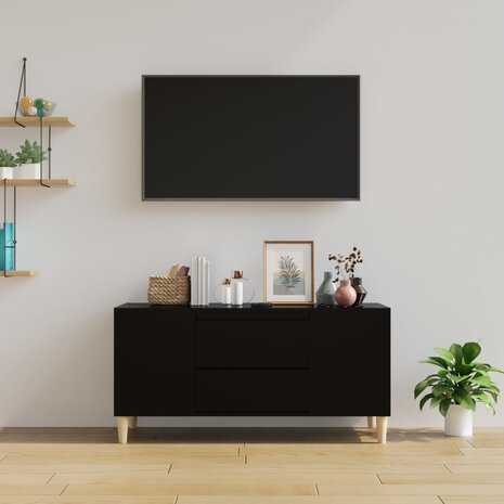 Tv-meubel 102x44,5x50 cm bewerkt hout zwart 3