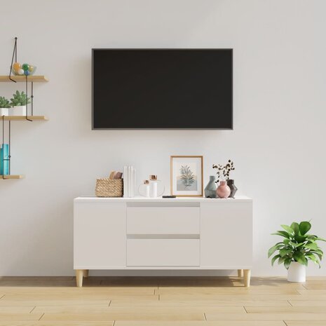 Tv-meubel 102x44,5x50 cm bewerkt hout hoogglans wit 3