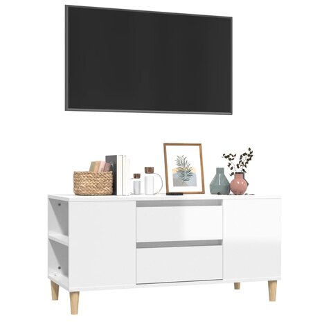 Tv-meubel 102x44,5x50 cm bewerkt hout hoogglans wit 4