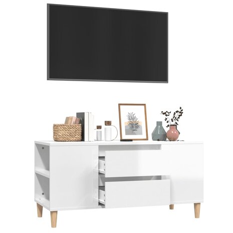 Tv-meubel 102x44,5x50 cm bewerkt hout hoogglans wit 5