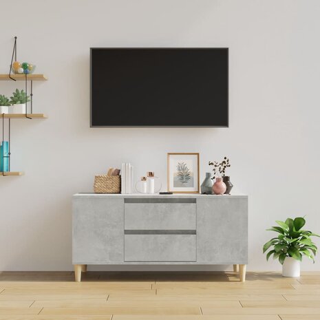 Tv-meubel 102x44,5x50 cm bewerkt hout betongrijs 3