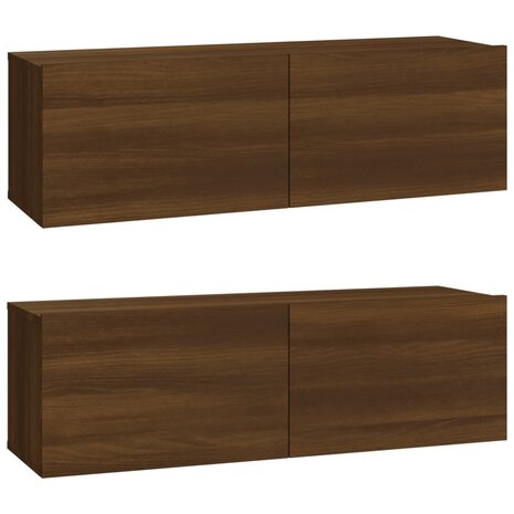 Tv-wandmeubels 2 st 100x30x30 cm hout bruin eikenkleurig 2