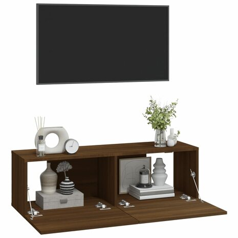 Tv-wandmeubels 2 st 100x30x30 cm hout bruin eikenkleurig 4